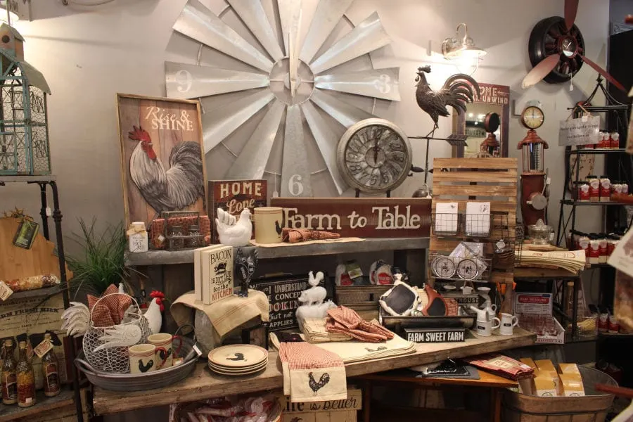 Mulberry Mill "Farm" aesthetic display including decor and linens