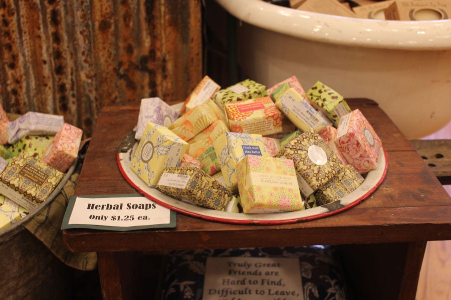 herbal soaps on display at Peter Engler Designs