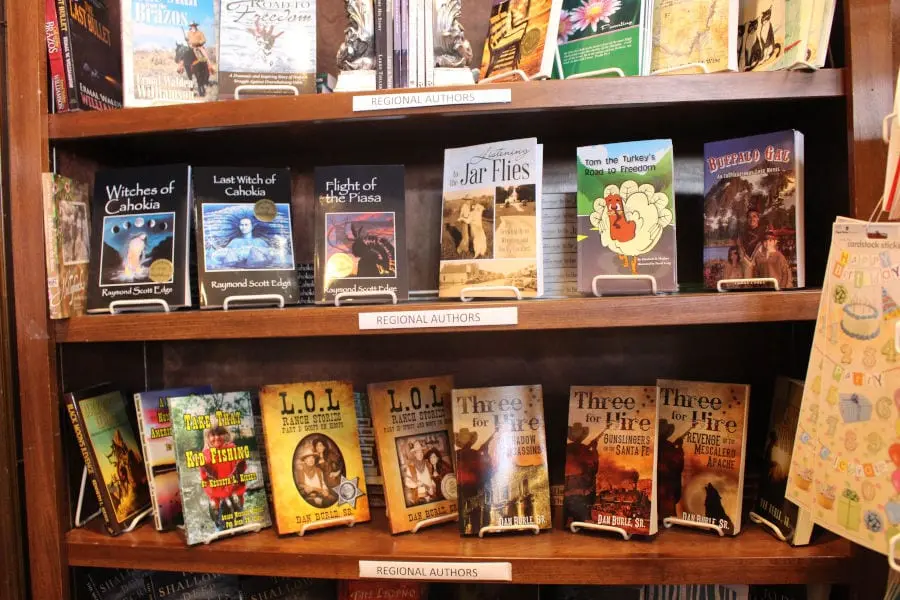 display of local books at T Charleston Book Shop