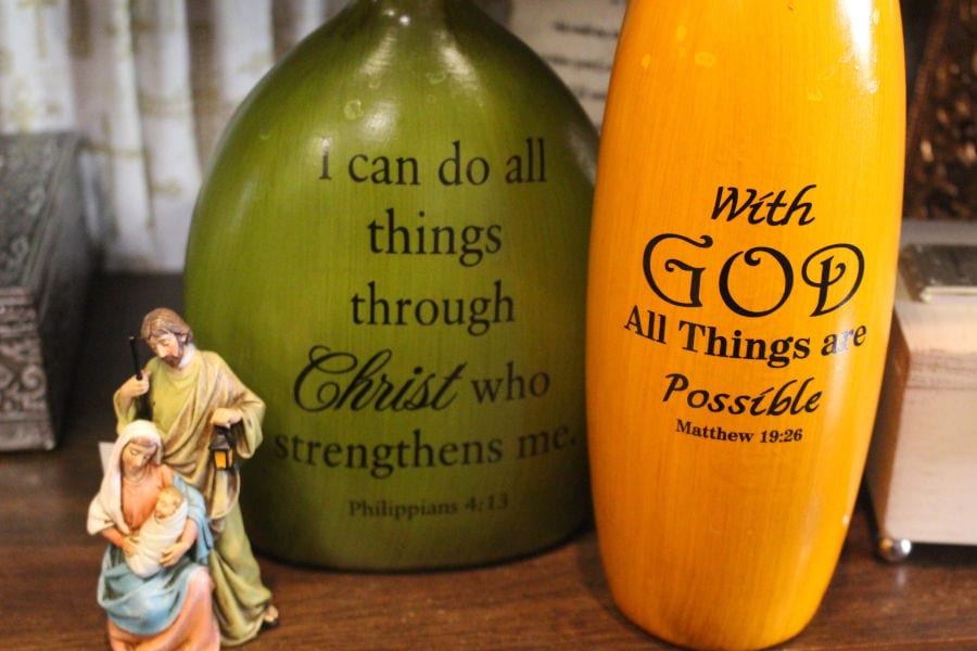 decorative vases with bible quotes on them at T Charleston Books and Gifts