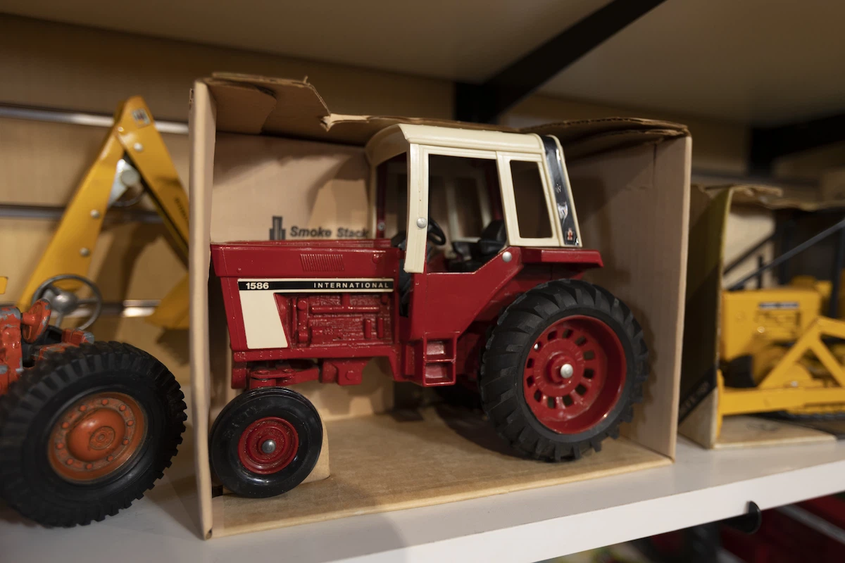 Red tractor on display at Back in Time Toy shop